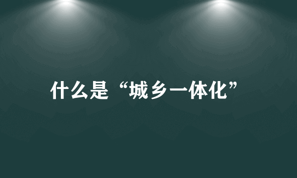 什么是“城乡一体化”