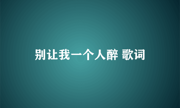 别让我一个人醉 歌词