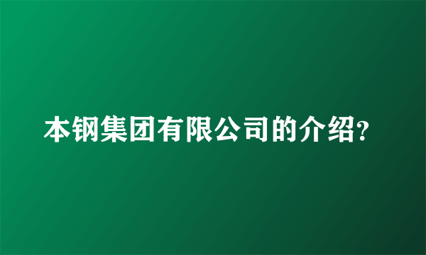 本钢集团有限公司的介绍？