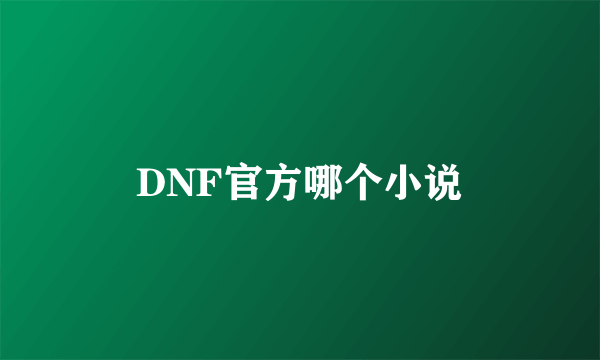 DNF官方哪个小说