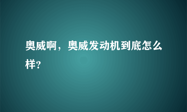 奥威啊，奥威发动机到底怎么样？