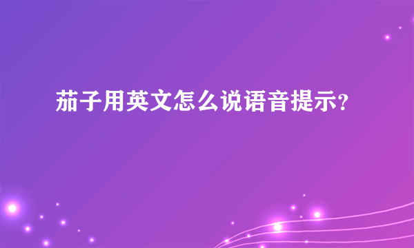茄子用英文怎么说语音提示？