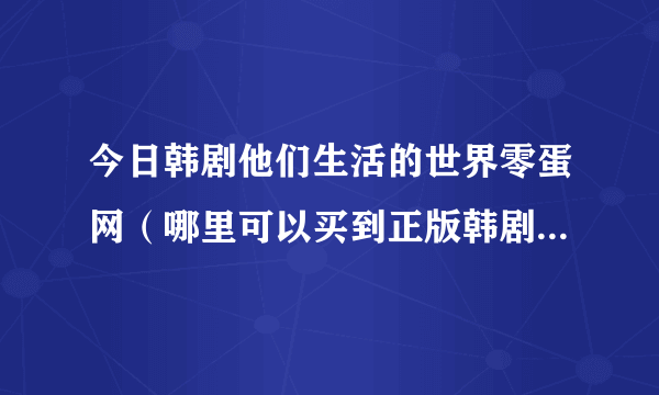 今日韩剧他们生活的世界零蛋网（哪里可以买到正版韩剧《他们的世界》）