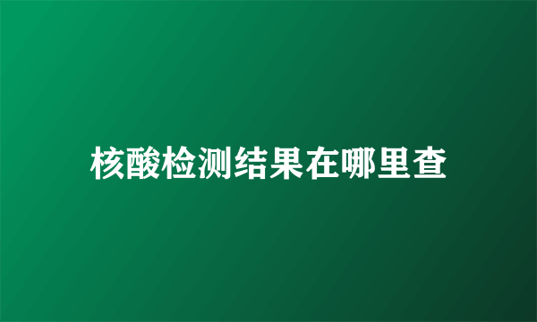 核酸检测结果在哪里查