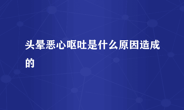 头晕恶心呕吐是什么原因造成的