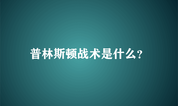 普林斯顿战术是什么？