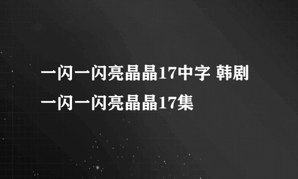 一闪一闪亮晶晶17中字 韩剧一闪一闪亮晶晶17集