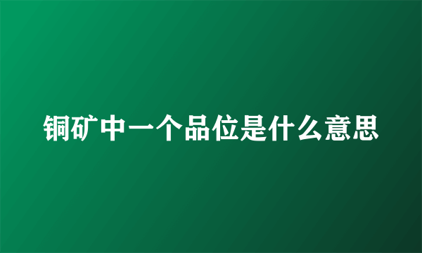 铜矿中一个品位是什么意思