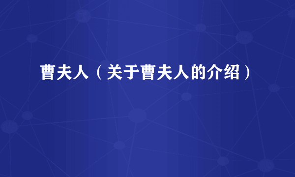 曹夫人（关于曹夫人的介绍）