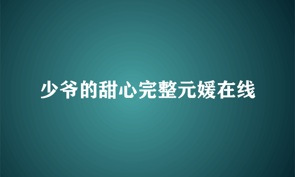少爷的甜心完整元媛在线