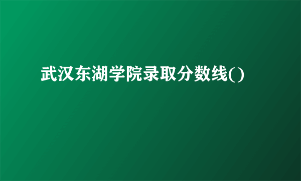 武汉东湖学院录取分数线()