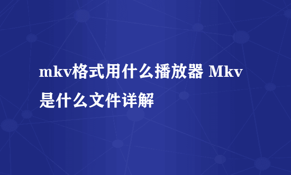 mkv格式用什么播放器 Mkv是什么文件详解