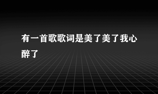 有一首歌歌词是美了美了我心醉了