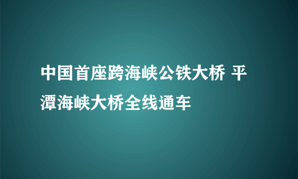 中国首座跨海峡公铁大桥 平潭海峡大桥全线通车