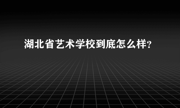 湖北省艺术学校到底怎么样？