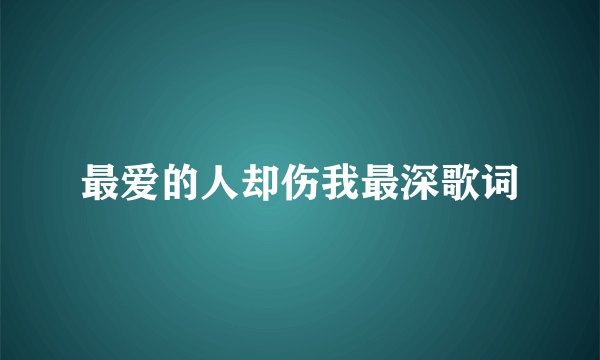 最爱的人却伤我最深歌词
