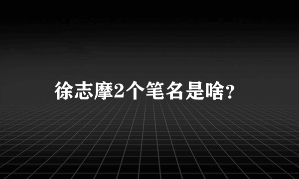 徐志摩2个笔名是啥？