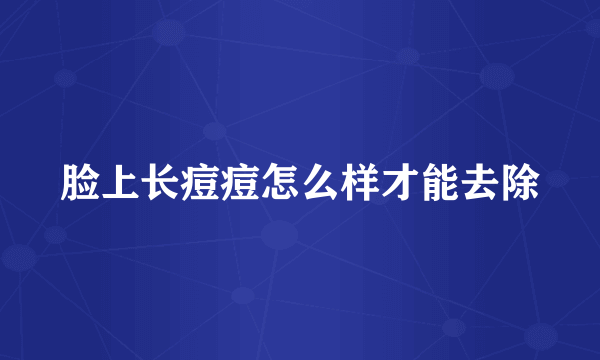 脸上长痘痘怎么样才能去除
