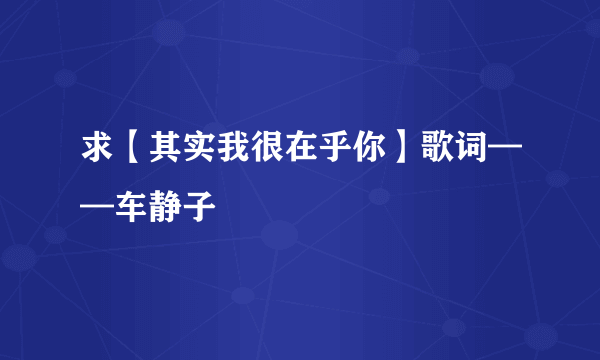 求【其实我很在乎你】歌词——车静子