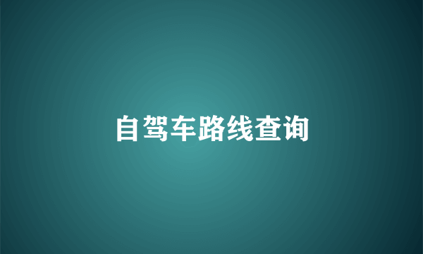 自驾车路线查询