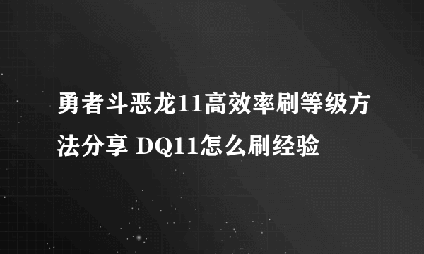 勇者斗恶龙11高效率刷等级方法分享 DQ11怎么刷经验