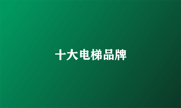 十大电梯品牌