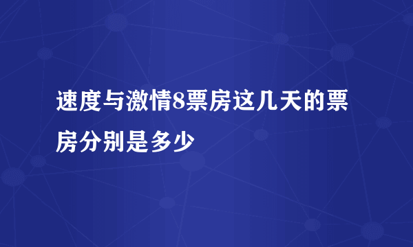 速度与激情8票房这几天的票房分别是多少