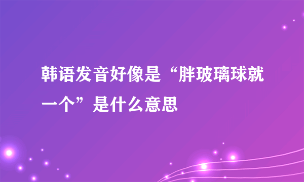 韩语发音好像是“胖玻璃球就一个”是什么意思