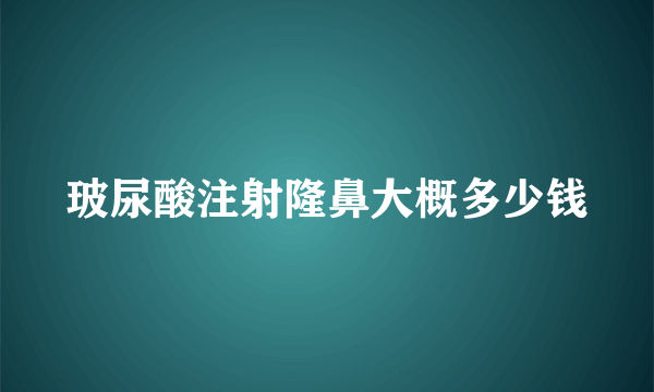 玻尿酸注射隆鼻大概多少钱