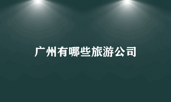 广州有哪些旅游公司
