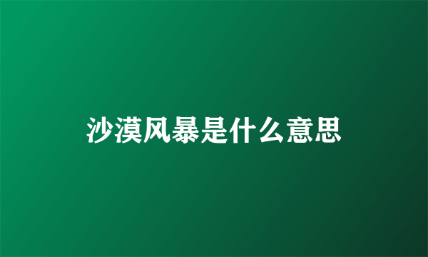 沙漠风暴是什么意思