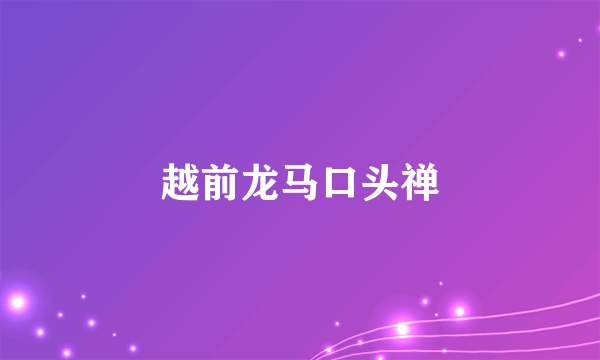 越前龙马口头禅