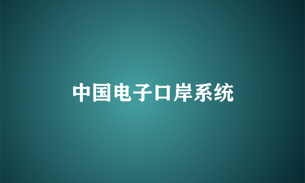 中国电子口岸系统