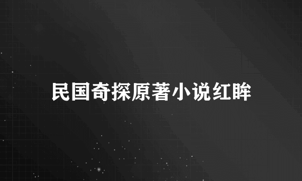 民国奇探原著小说红眸