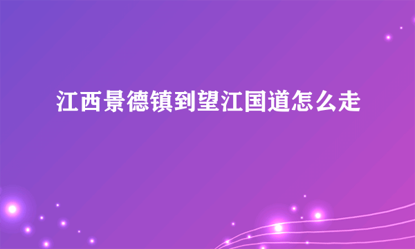 江西景德镇到望江国道怎么走