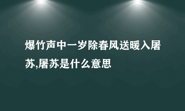 爆竹声中一岁除春风送暖入屠苏,屠苏是什么意思