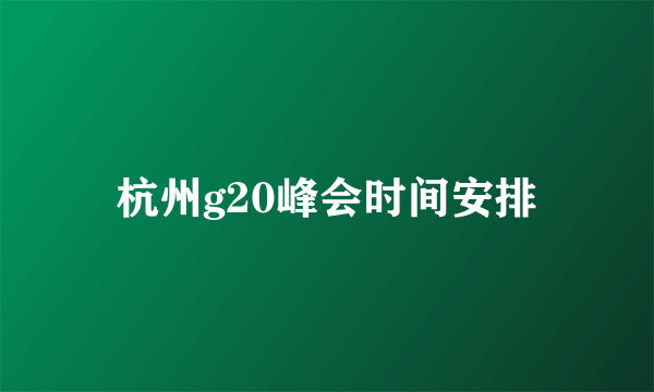 杭州g20峰会时间安排