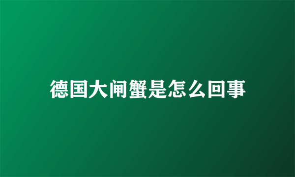 德国大闸蟹是怎么回事