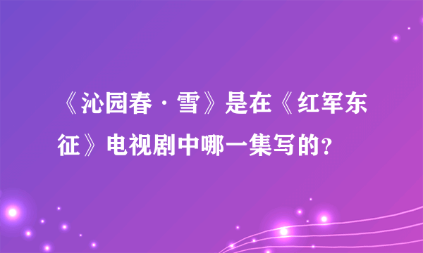 《沁园春·雪》是在《红军东征》电视剧中哪一集写的？