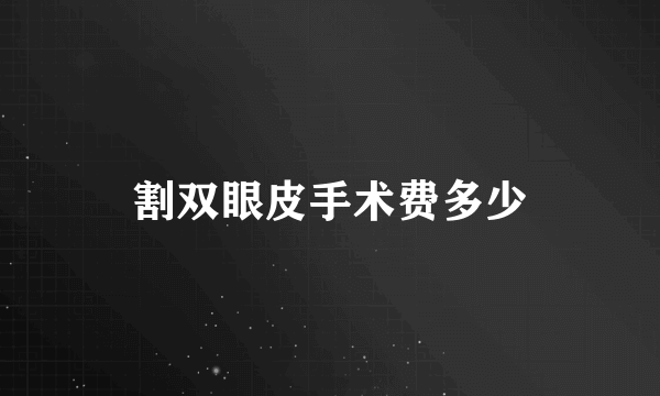 割双眼皮手术费多少