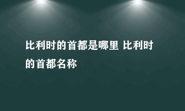 比利时的首都是哪里 比利时的首都名称