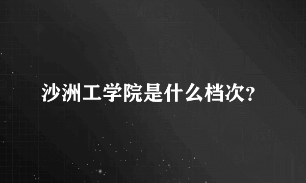 沙洲工学院是什么档次？