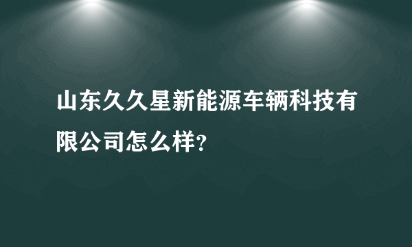 山东久久星新能源车辆科技有限公司怎么样？