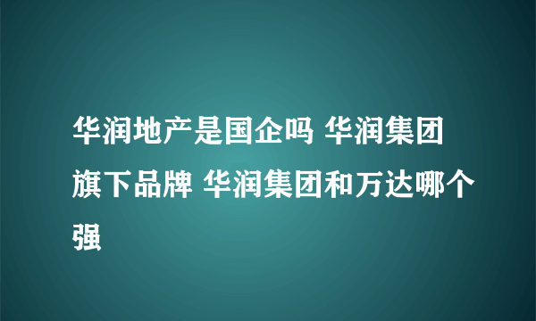 华润地产是国企吗 华润集团旗下品牌 华润集团和万达哪个强