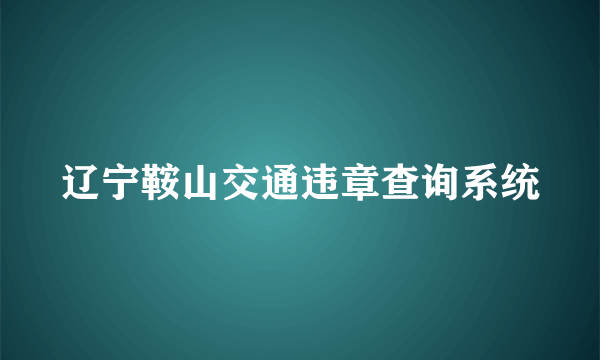 辽宁鞍山交通违章查询系统