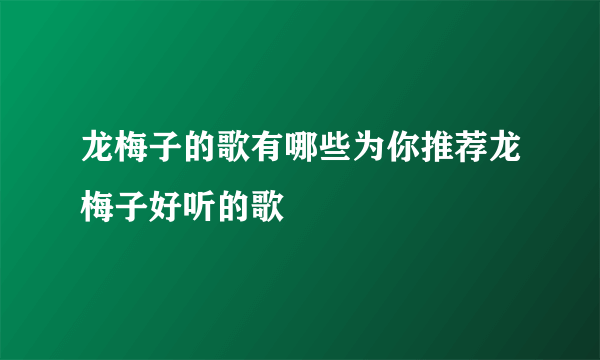 龙梅子的歌有哪些为你推荐龙梅子好听的歌