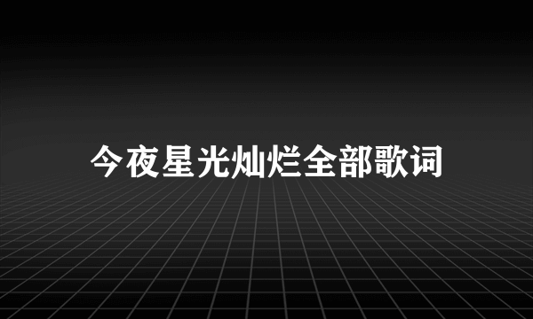今夜星光灿烂全部歌词