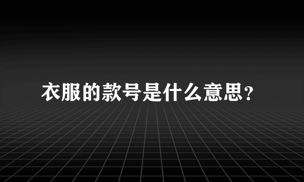 衣服的款号是什么意思？