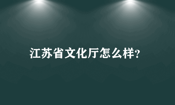 江苏省文化厅怎么样？