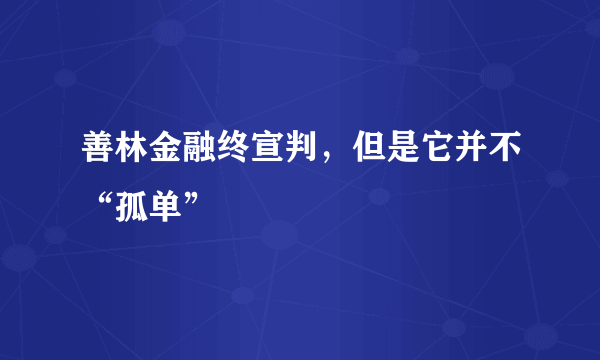 善林金融终宣判，但是它并不“孤单”